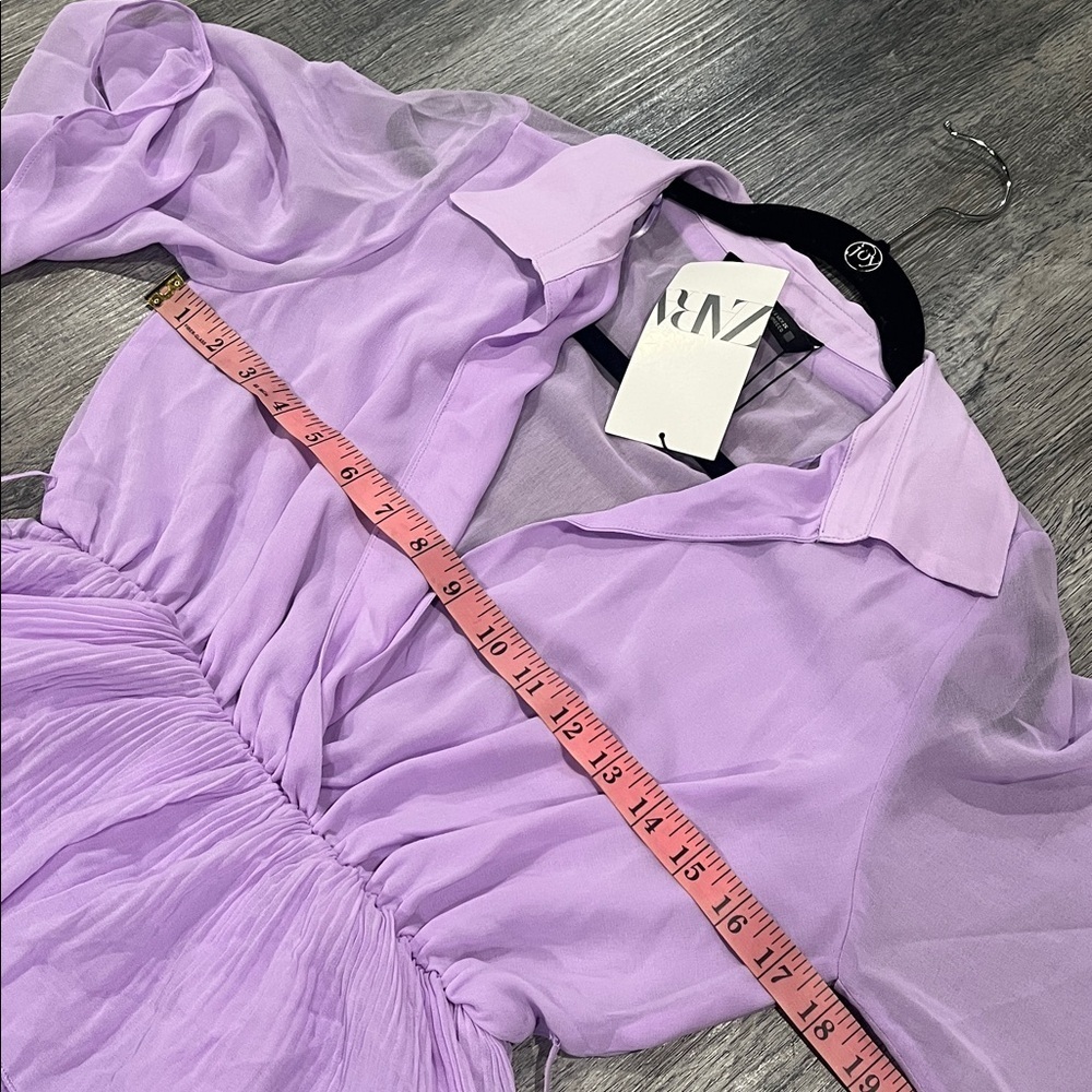 Zara new with tags ZARA PLEATED DRESS
COLOR: LIGHT LILAC - Picture 12 of 12